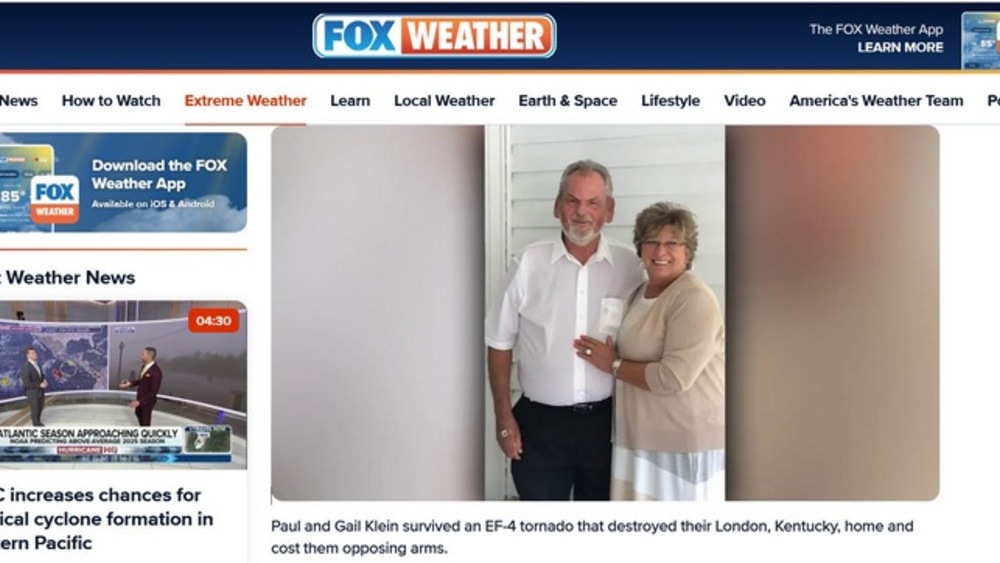 Zrzut ekranu z foxweather.com