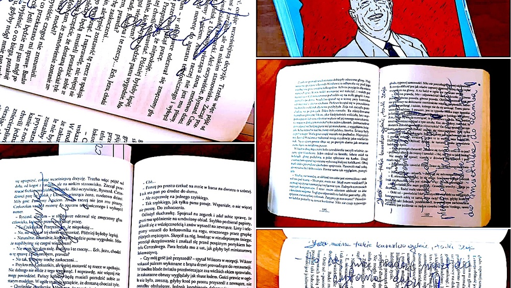 Książka z sierpem i młotem z odręcznymi natatkami Czytelnika