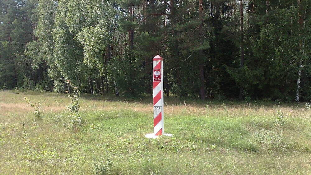 Wigrańce, granica Polska Litwa - Polski słupek graniczny