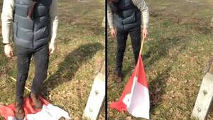 HAŃBA! Gejowski działacz zbeszcześcił polską flagę! Znajdzie się w sądzie?