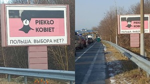 Aborterzy atakują Polskę z terenu Białorusi! Taki billboard stoi w Brześciu przed przejściem granicznym z Polską