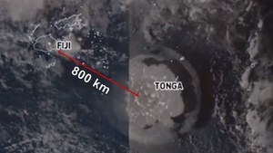 POTĘŻNA ERUPCJA wulkanu Tonga! Fala tsunami uderzyła w brzeg! Ewakuowano setki tys. osób. Wybuch uchwyciły satelity pogodowe (WIDEO)