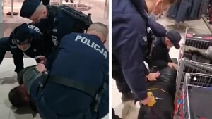 SZOKUJĄCE nagranie z Zamościa! Policja użyła gazu i paralizatora! Klienci nie mieli maseczek?! 