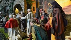 Franciszek, Benedykt XVI, św. Jan Paweł II i… Antoni Macierewicz razem u żłóbka betlejemskiego