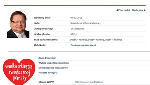 WOŚP: Za obsługę maili na Ryszard.Kalisz@sejm.pl i licytację obiadu z politykiem zapłaci podatnik