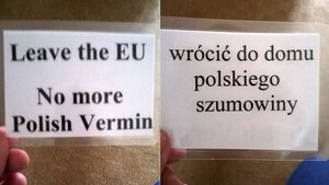 Plakaty o treści „Żadnych więcej polskich szumowin” zawisły przed brytyjskimi szkołami