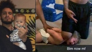 Potężny murzyn z Black Lives Matter dusi bezbronne 2-letnie dziecko kolanem w ramach zemsty za Georga Floyda! 