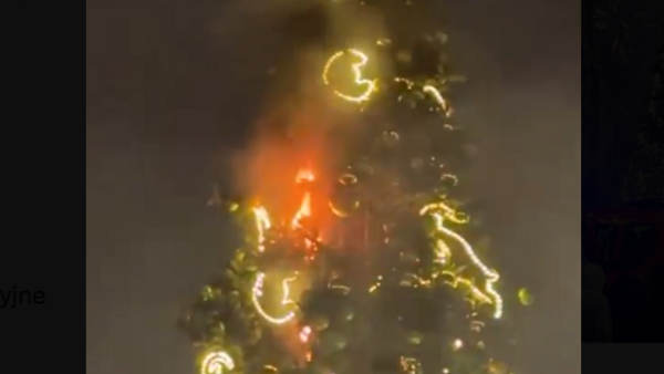 Tłumy ludzi w Poznaniu. Nagle zapaliła się ogromna choinka! [VIDEO]